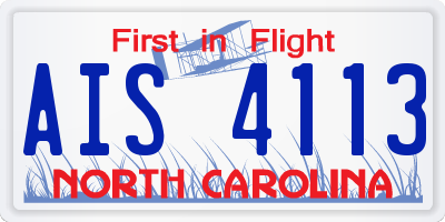 NC license plate AIS4113