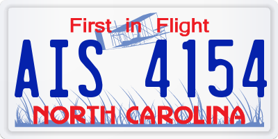 NC license plate AIS4154