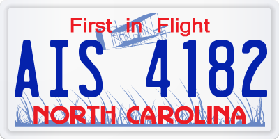 NC license plate AIS4182