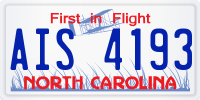 NC license plate AIS4193