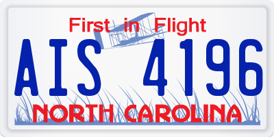NC license plate AIS4196