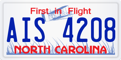 NC license plate AIS4208