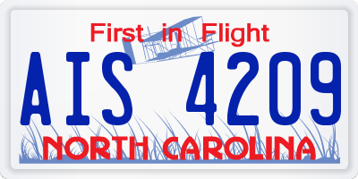 NC license plate AIS4209