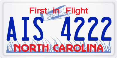 NC license plate AIS4222