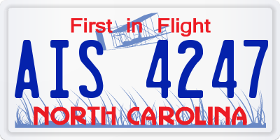NC license plate AIS4247