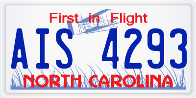 NC license plate AIS4293