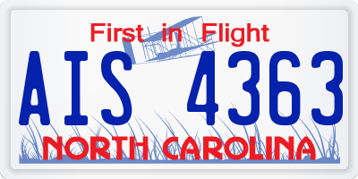 NC license plate AIS4363