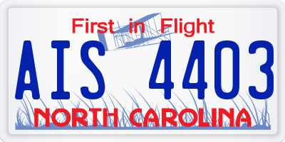 NC license plate AIS4403