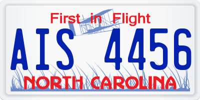 NC license plate AIS4456
