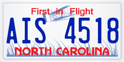 NC license plate AIS4518