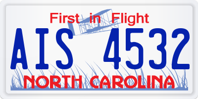 NC license plate AIS4532