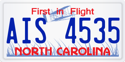 NC license plate AIS4535