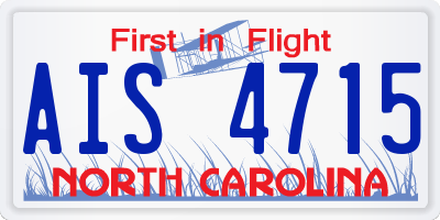 NC license plate AIS4715