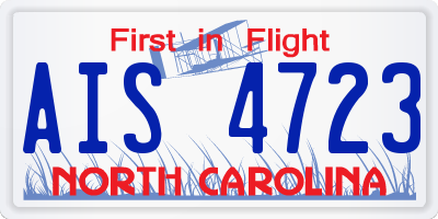 NC license plate AIS4723