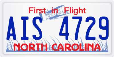 NC license plate AIS4729