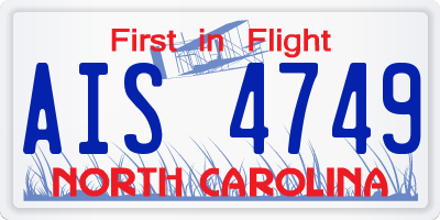NC license plate AIS4749