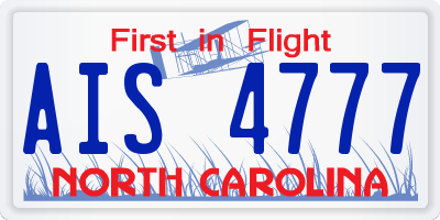 NC license plate AIS4777