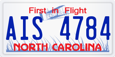 NC license plate AIS4784