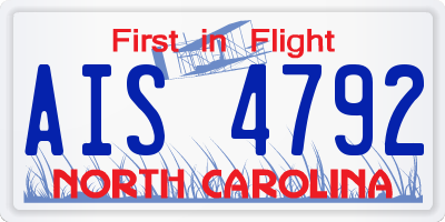 NC license plate AIS4792