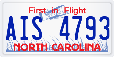 NC license plate AIS4793