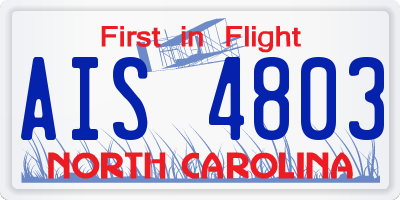 NC license plate AIS4803