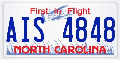 NC license plate AIS4848