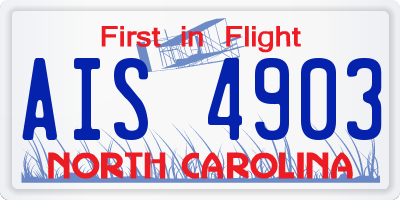 NC license plate AIS4903