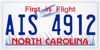 NC license plate AIS4912