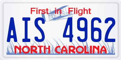 NC license plate AIS4962