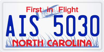 NC license plate AIS5030