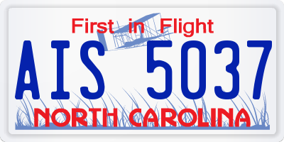 NC license plate AIS5037