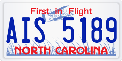 NC license plate AIS5189