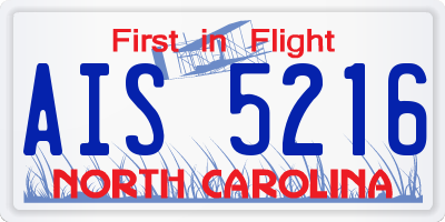 NC license plate AIS5216