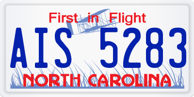NC license plate AIS5283