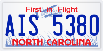 NC license plate AIS5380