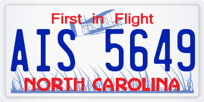 NC license plate AIS5649
