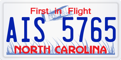 NC license plate AIS5765