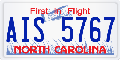 NC license plate AIS5767