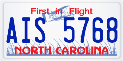 NC license plate AIS5768