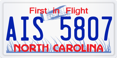 NC license plate AIS5807