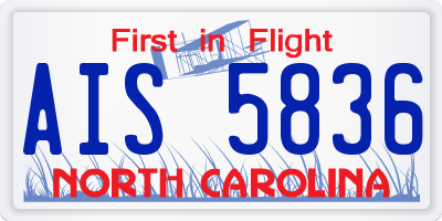NC license plate AIS5836