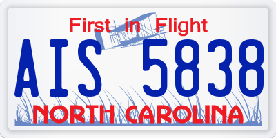 NC license plate AIS5838