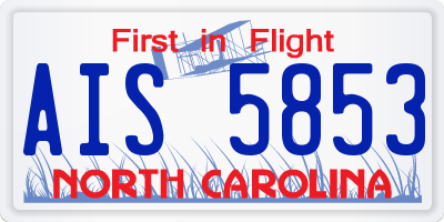 NC license plate AIS5853