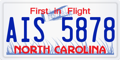 NC license plate AIS5878