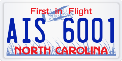 NC license plate AIS6001