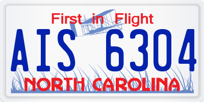 NC license plate AIS6304