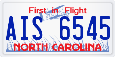 NC license plate AIS6545