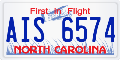 NC license plate AIS6574