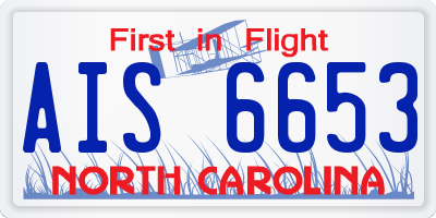 NC license plate AIS6653