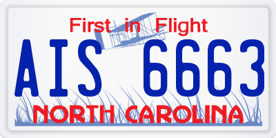 NC license plate AIS6663